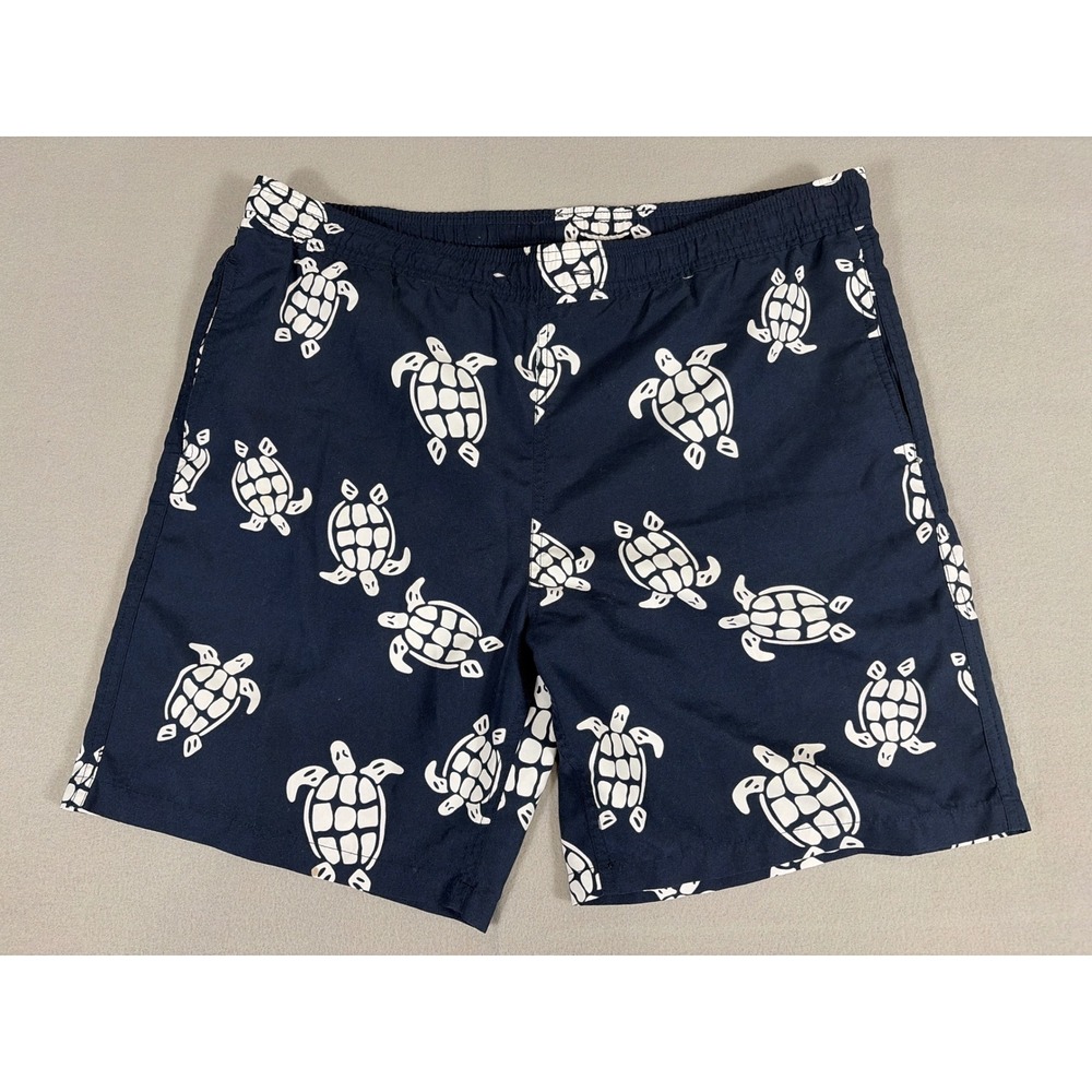 Kirkland Signature Mens Navy Blue Sea Turtle Print Swim Trunks Size Medium 0817